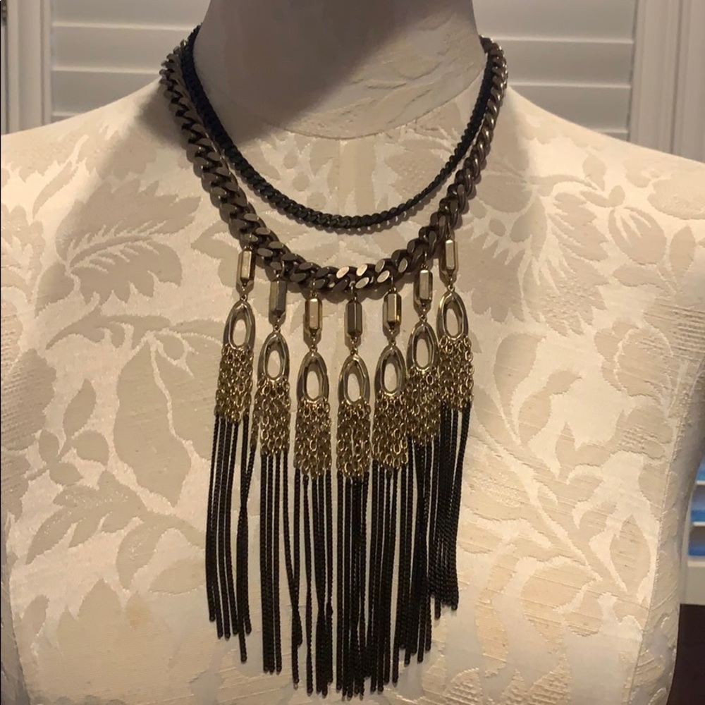 Stella & Dot metal tassel necklace